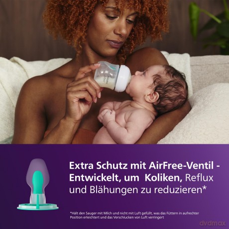 Philips Avent - Baby Bottle with AirFree Vent - 4oz/125ml, Slow Flow Nipple, 0-3 Months, 1 Bottle