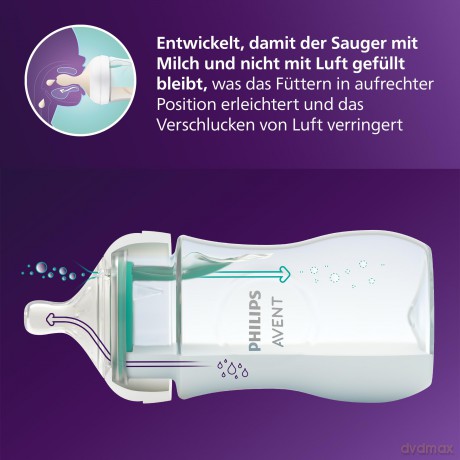 Philips Avent - Baby Bottle with AirFree Vent - 4oz/125ml, Slow Flow Nipple, 0-3 Months, 1 Bottle