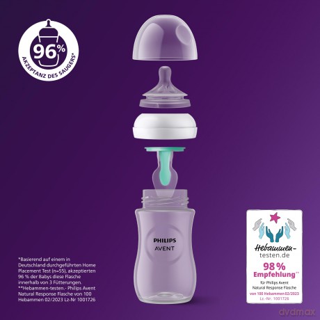 Philips Avent - Baby Bottle with AirFree Vent - 4oz/125ml, Slow Flow Nipple, 0-3 Months, 1 Bottle