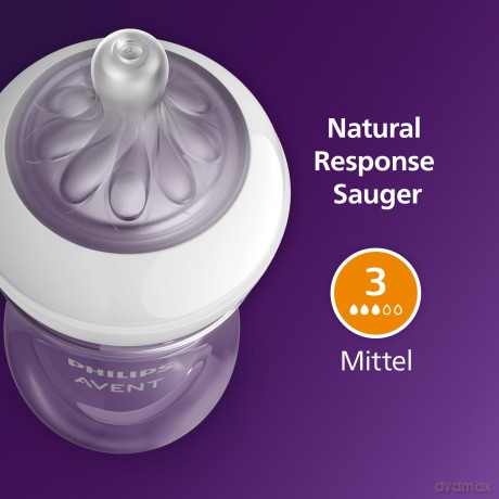 Philips Avent - Baby Bottle, 1 Bottle, 9oz/260ml, medium Flow Nipple, 3-6m
