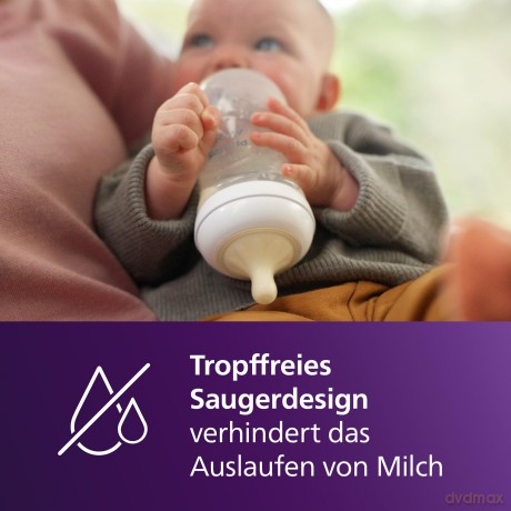 Philips Avent - Baby Bottle, 1 Bottle, 9oz/260ml, medium Flow Nipple, 3-6m