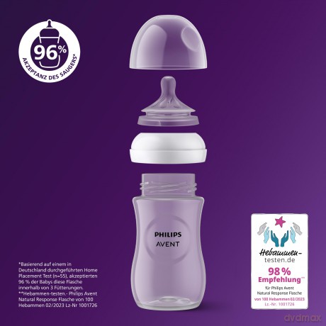 Philips Avent - Baby Bottle, 1 Bottle, 9oz/260ml, medium Flow Nipple, 3-6m