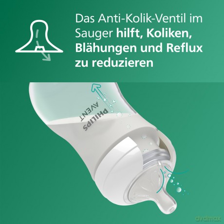 Philips Avent - Glas Baby Bottle, 1 Bottle, 4oz/125ml, Slow Flow Nipple, 0-3m
