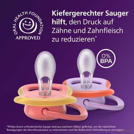 Philips Avent - Ultra air soother, 18m+, orange /pink
