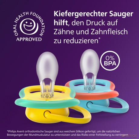 Philips Avent - Ultra air soother, 18m+, yellow/blue