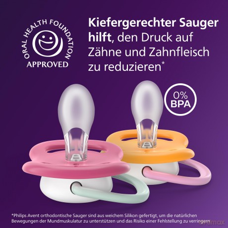 Philips Avent - Ultra air soother, 6-18 m, Pink/Orange