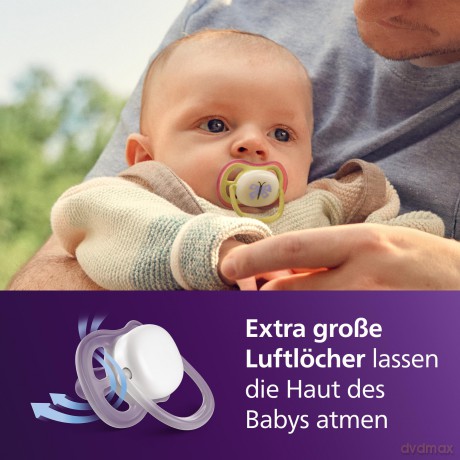 Philips Avent - Ultra air soother, Nighttime, 0-6m, yellow/purple