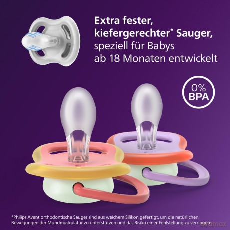 Philips Avent - Ultra air soother, Nighttime, 18m+, purple/pink