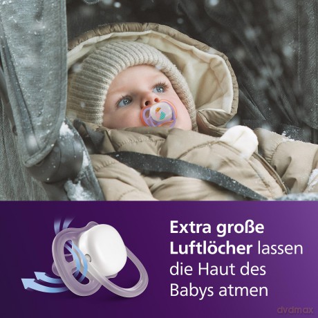 Philips Avent - Ultra air soother, Nighttime, 18m+, purple/pink