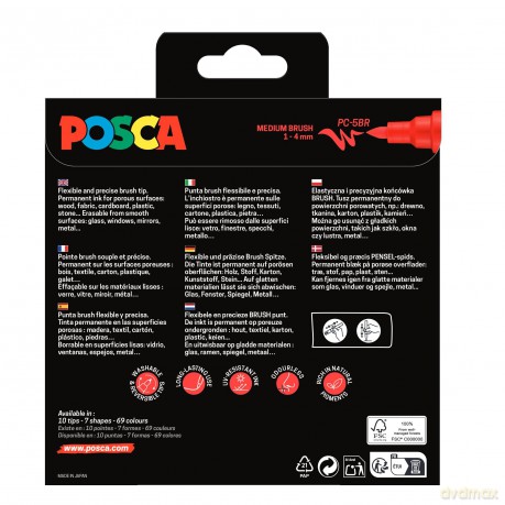 Posca - Brush PC-5BR set, 8 pcs (401676)