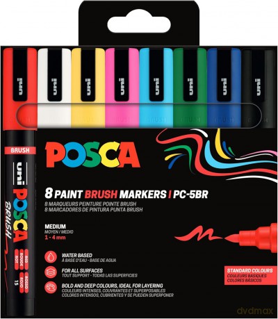 Posca - Brush PC-5BR set, 8 pcs (401676)