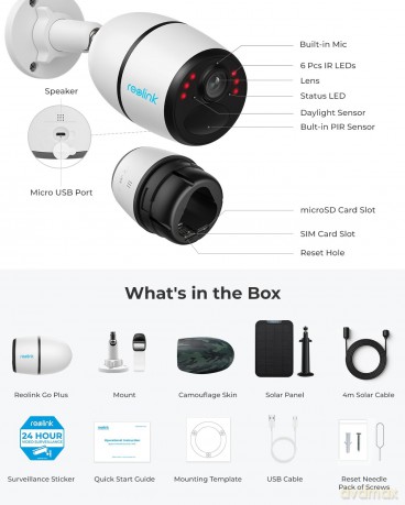 Reolink - Go Plus (G330) 4G LTE Outdoor Battery Camera - White