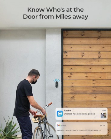 Reolink - Video Doorbell Wi-Fi Smart 2K+ (D340W) - Black