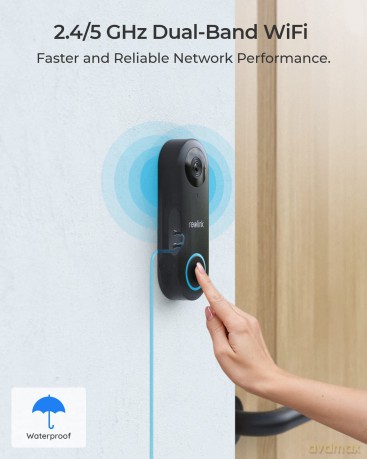 Reolink - Video Doorbell Wi-Fi Smart 2K+ (D340W) - Black