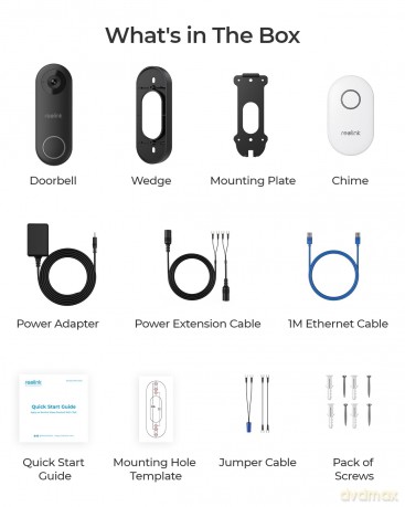 Reolink - Video Doorbell Wi-Fi Smart 2K+ (D340W) - Black