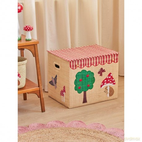 Rice - Raffia Storage Box with Happy Forest Theme - Extra Large