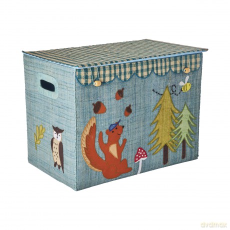 Rice - Raffia Storage Box with Happy Forest Theme - Large