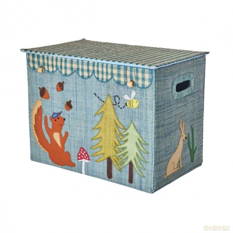 Rice - Raffia Storage Box with Happy Forest Theme - Large