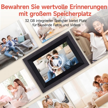 Rollei - Smarter picture frame - 10 Diagonal - WIFI - App Control - Wood frame - Model 105 - 10.1