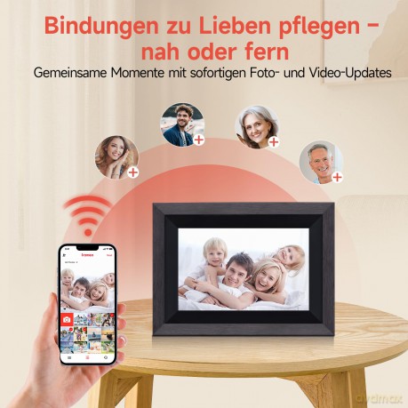 Rollei - Smarter picture frame - 10 Diagonal - WIFI - App Control - Wood frame - Model 105 - 10.1