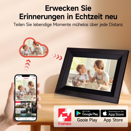 Rollei - Smarter picture frame - 10 Diagonal - WIFI - App Control - Wood frame - Model 105 - 10.1