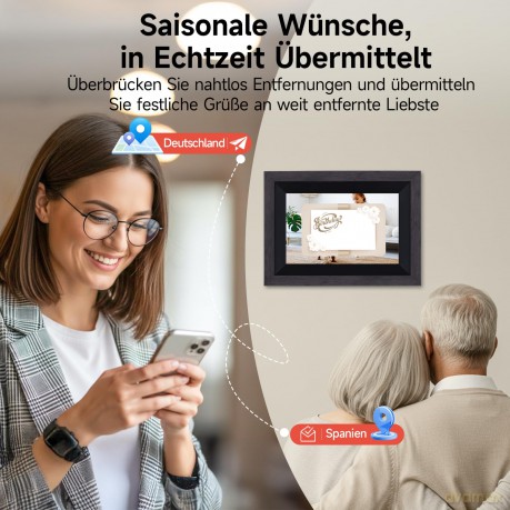 Rollei - Smarter picture frame - 10 Diagonal - WIFI - App Control - Wood frame - Model 105 - 10.1