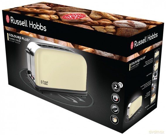 Russell Hobbs - Colours Plus 2 Slice Long Slot Toaster - Cream