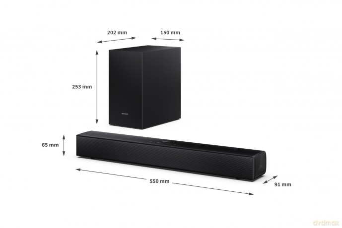 Sharp - Compact 2.1 Soundbar with Wireless Subwoofer HT-SBW121 Black