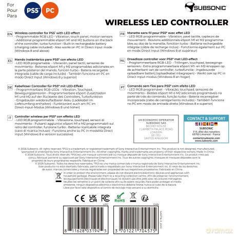 Subsonic - Wireless LED Controller - PS5 (Green)