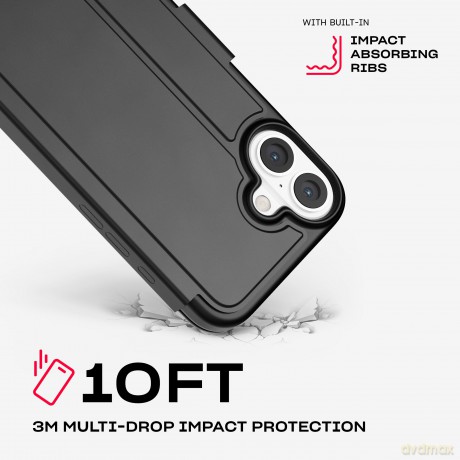Tech21 - Evo Lite - Cover Wallet - iPhone 16 Plus - Black