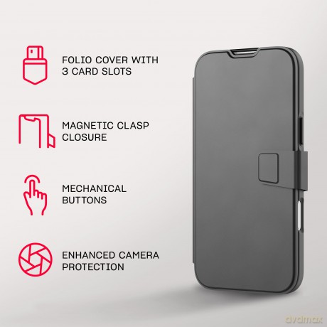 Tech21 - Evo Lite - Cover Wallet - iPhone 16 Pro Max - Black