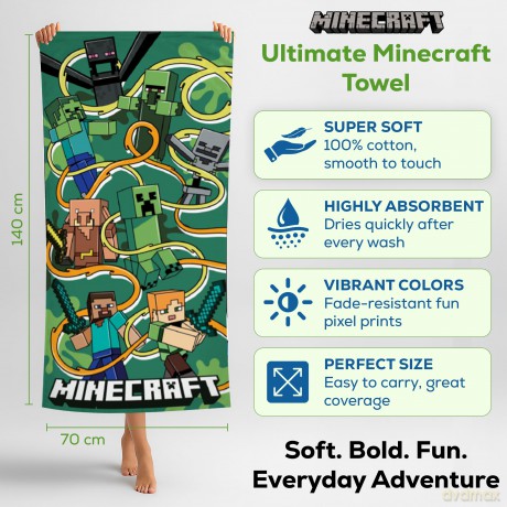 Towel - 70 x 140 cm - Minecraft Creeper (1029330)