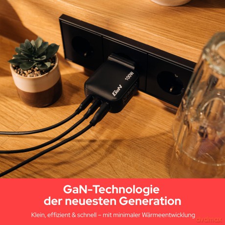 Verbatim - 100WGaN Charger, 3 Port US plug with EU and UK adaptors