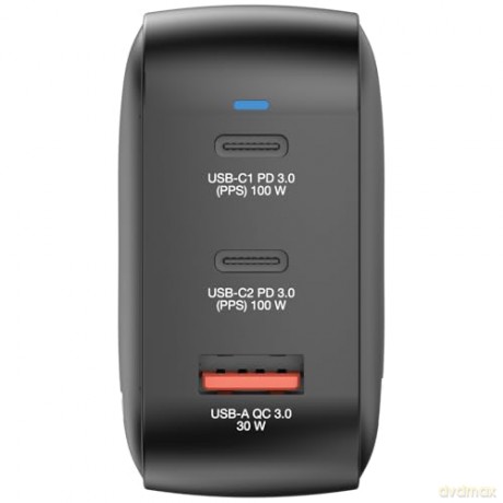 Verbatim - 100WGaN Charger, 3 Port US plug with EU and UK adaptors