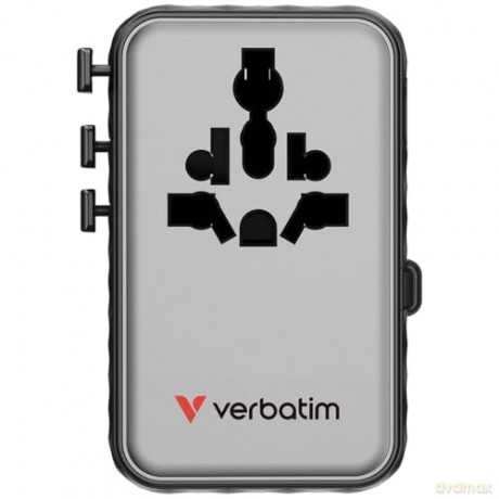 Verbatim - Charge 'n' Travel 100W Universal Travel Adapter with retractable cable Black