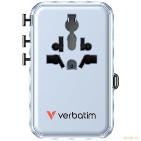 Verbatim - Charge 'n' Travel 100W Universal Travel Adapter with retractable cable Blue