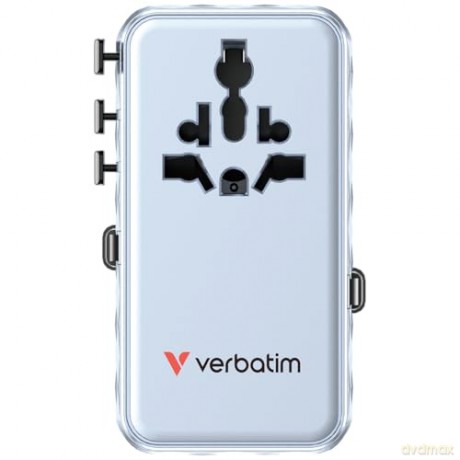 Verbatim - Charge 'n' Travel 70W 2C retractable Universal Travel Adapter Blue