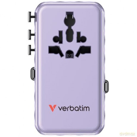 Verbatim - Charge 'n' Travel 70W 2C retractable Universal Travel Adapter Purple