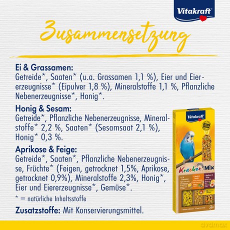 Vitakraft - Kr¤cker Mix Honey/fruit/egg for budgies