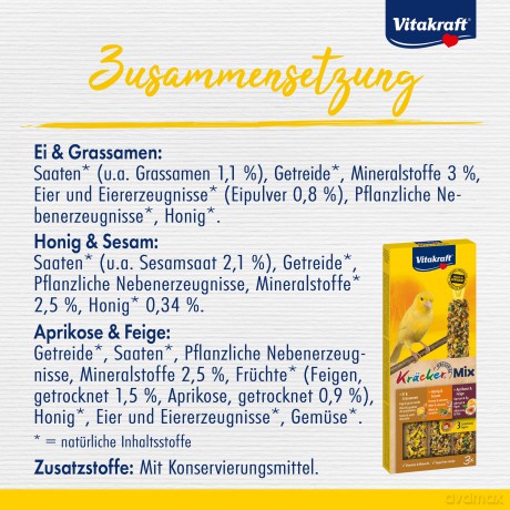 Vitakraft - Kr¤cker Mix Honey/fruit/egg for canary´s