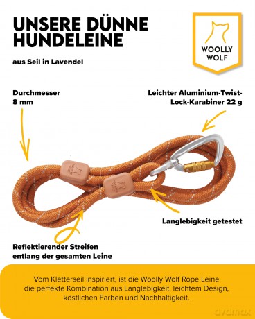Woolly Wolf - Rope Leash - 180cm - 10mm