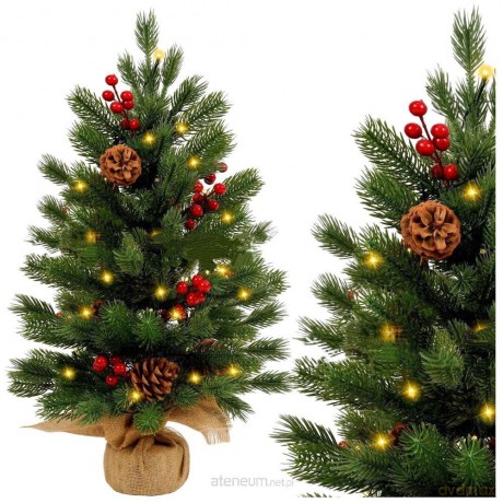 Choinka ozdobna LED z jarzębiną 60x20cm