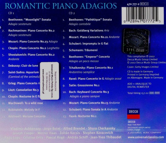 Various: Romantic Piano Adagios [2CD]