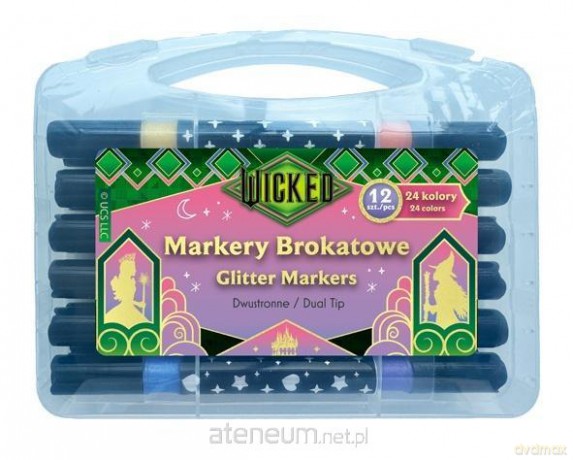 Markery brokatowe dwustronne 12szt Wicked