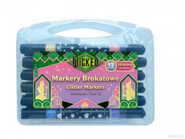 Markery brokatowe dwustronne 12szt Wicked