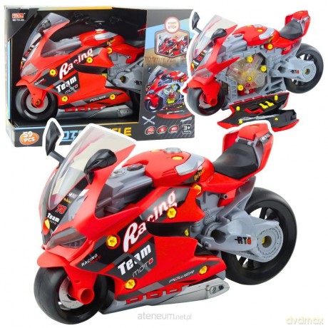 Motocykl do rozkręcania 2w1 DIY światło dźwięk
