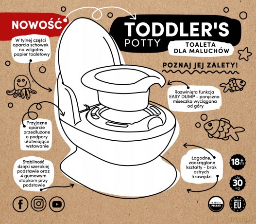 Toaleta dla maluchów biała, niebieska