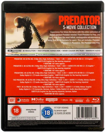Predator 5 Movie Collection [5xBlu-Ray 4K]+[5xBlu-Ray]