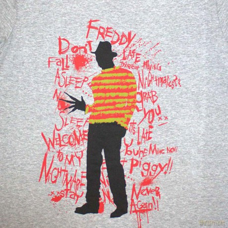 A Nightmare On Elm Street: A Nightmare on Elm Street Unisex T-Shirt: Freddy Scribble Font (Grey) (Large)