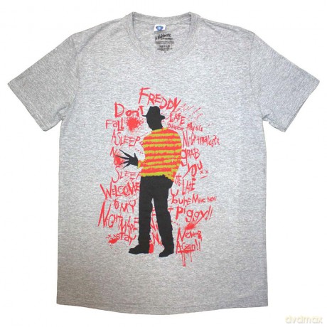 A Nightmare On Elm Street: A Nightmare on Elm Street Unisex T-Shirt: Freddy Scribble Font (Grey) (X-Large)